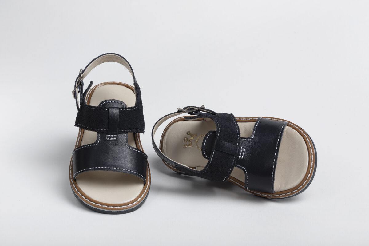 Βαπτιστικό παπούτσι περπατήματος σανδάλι σε μπλέ navy δέρμα A2220M