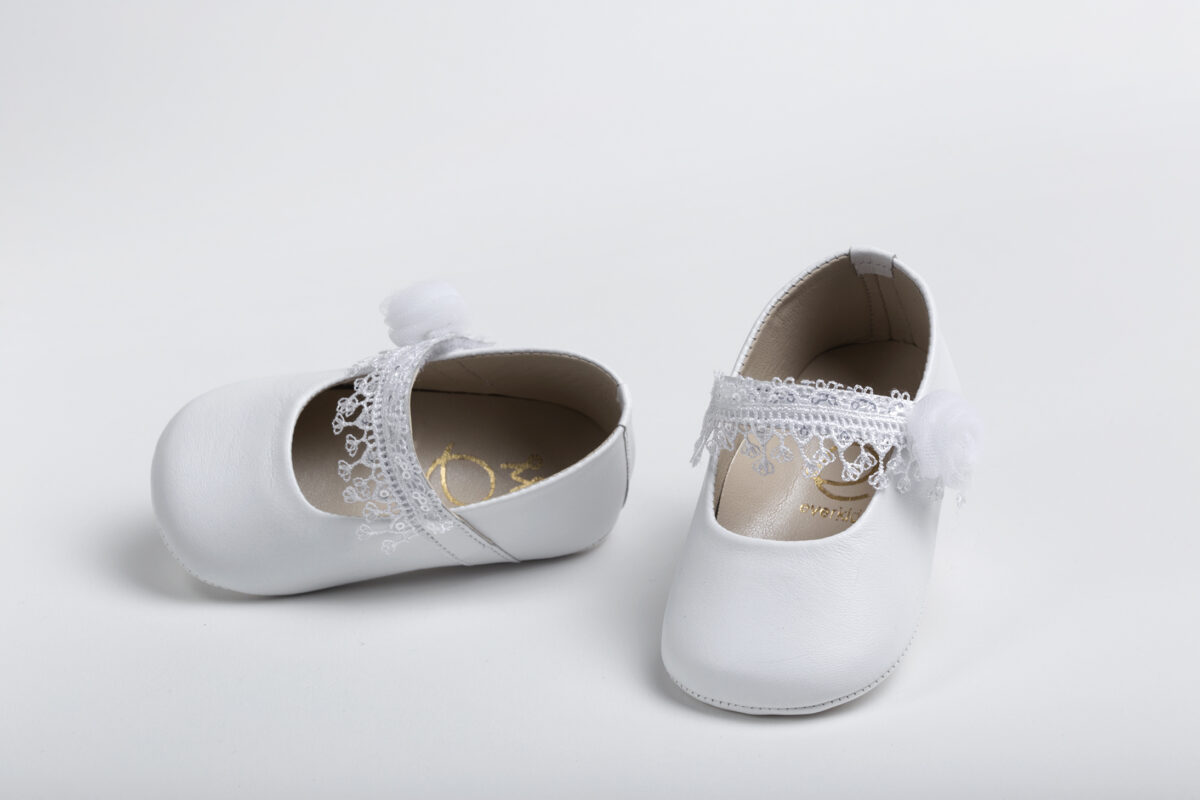 Βαπτιστικά Παπούτσια Μπαλαρίνα Αγκαλίας Για Κορίτσια Λευκό Κ2208Α