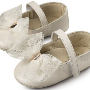 Βαπτιστικά Παπούτσια Αγκαλίας Μπαλαρίνα Με Φιόγκο Για Κοριτσια Εκρού MI1506