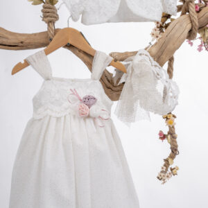 Βαπτιστικό Φόρεμα Για Κορίτσι Τούλι Με Glitter & Δαντέλα Κ45Ε