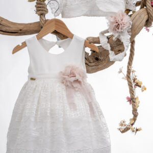 Βαπτιστικό Φόρεμα Για Κορίτσι Από Τούλι & Δαντέλα Κ73