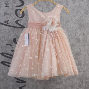 Βαπτιστικό Φόρεμα Για Κορίτσι Με Δαντέλα Με Ανθάκι Ρόζ MAR-2411555