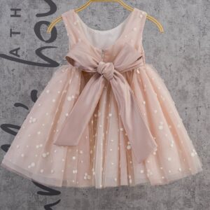 Βαπτιστικό Φόρεμα Για Κορίτσι Με Δαντέλα Με Ανθάκι Ρόζ MAR-2411555β