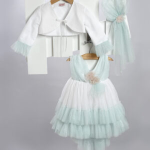 2736 7 Βαπτιστικό Φόρεμα glitter λευκό βεραμάν
