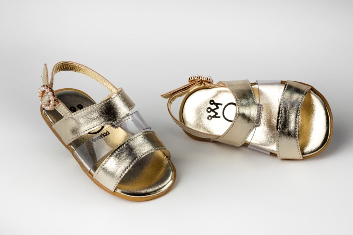 Βαπτιστικά Παπούτσια Πρώτα Βήματα Σανδάλι Χρυσό Με Διαφάνεια K320X