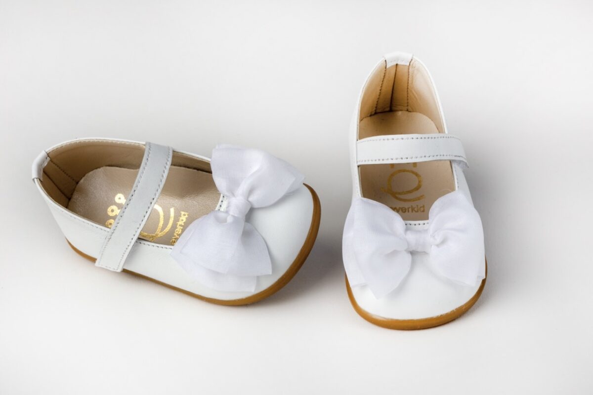 Βαπτιστικά Παπούτσια Πρώτα Βήματα Μπαλαρίνα Λευκό Με Φιόγκο K333A