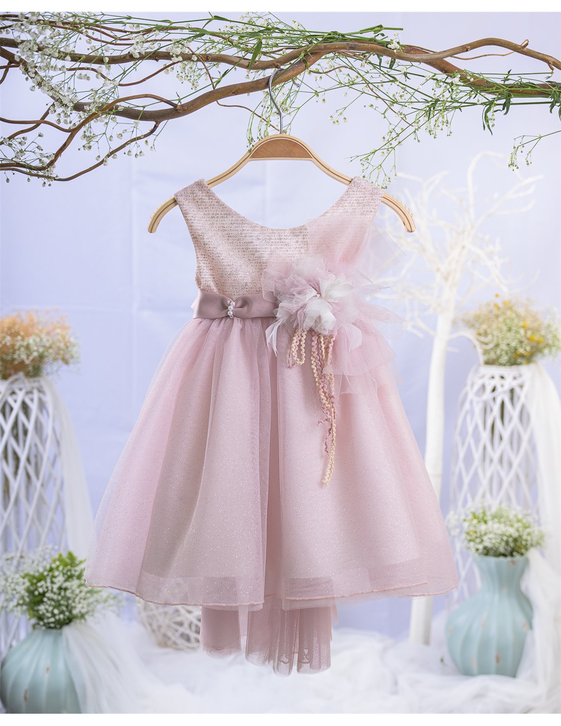 Βαπτιστικό Φόρεμα Για Κορίτσι Με Glitter & Τούλι MAR-2316975