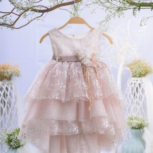 Βαπτιστικό Φόρεμα Για Κορίτσι Με Δαντέλα & Τούλι Σάπιο Μήλο MAR-2311685