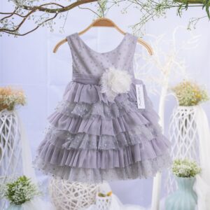 Βαπτιστικό Φόρεμα Για Κορίτσι Τούλι Με Glitter Πουά Μώβ MAR-2323670