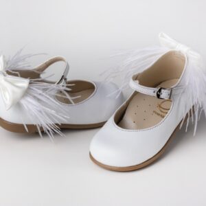 Βαπτιστικά Παπούτσια Περπατήματος Μπαλαρίνας Με Φίογκο & Φτερά Κ389Α