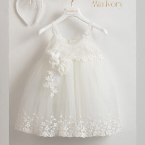 Βαπτιστικό Φόρεμα Για Κορίτσι Από Δαντέλα & Τούλι Piccolino Mia Ivory DR23S114