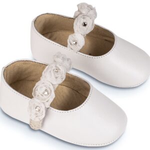 Βαπτιστικά Παπούτσια Αγκαλίας Γοβάκι Με Chiffon Λουλούδια Λευκό MI1638