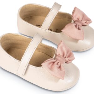 Βαπτιστικά Παπούτσια Αγκαλίας Γοβάκι Με Φιογκάκι Εκρού Ροζ MI1646