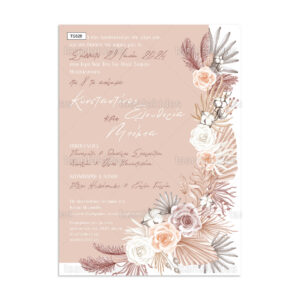 Προσκλητήριο Γάμου Με Θέμα Dusty Blue And Pink Dusty Bouquet TS826
