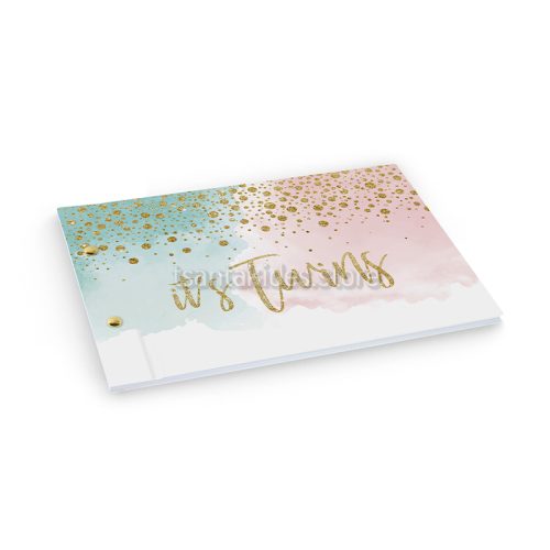 Βιβλίο Ευχών Βάπτισης Για Δίδυμα Με Θέμα Pastel Watercolor TS-206