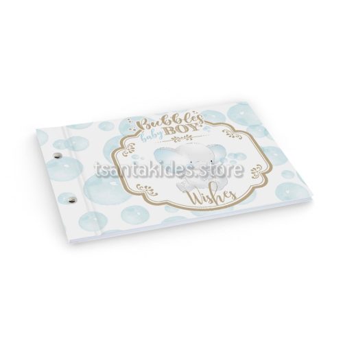 Βιβλίο Ευχών Βάπτισης Για Αγόρι Με Θέμα Bubbles Little Elephant TS-249