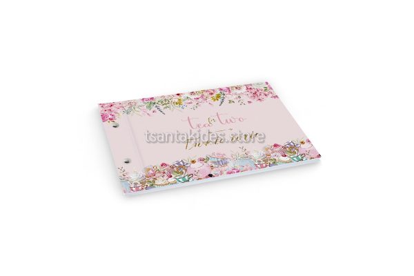 Βιβλίο Ευχών Βάπτισης Για Δίδυμα Με Θέμα Shabby Chic Teapot TS-283
