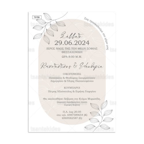 Προσκλητήριο Γάμου Elegant Wedding TS788