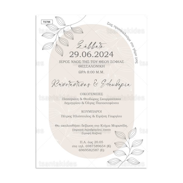 Προσκλητήριο Γάμου Elegant Wedding TS788