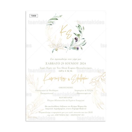 Προσκλητήριο Γάμου Olive Wreath TS809
