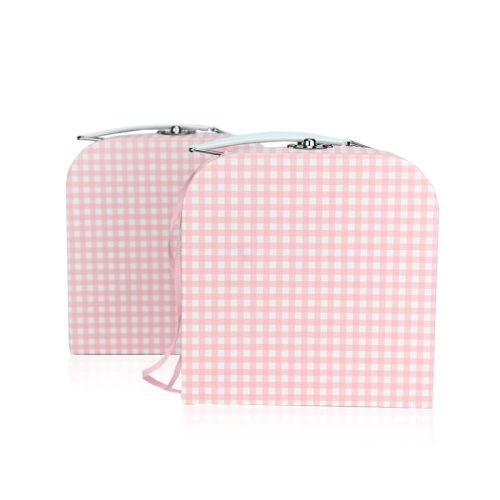 Μπομπονιέρα Βαλιτσάκι Lunch Box Ροζ Καρό