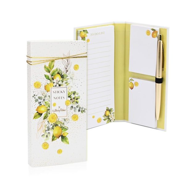 Μπομπονιέρα Σημειωματάριο Με Post It με Στυλό Lemon