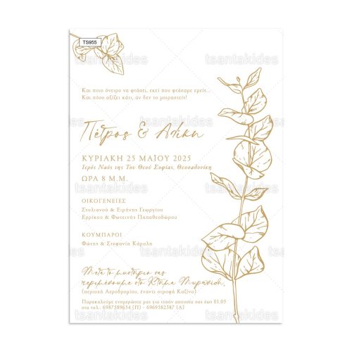 Προσκλητήριο Γάμου Line Art Botanical TS954