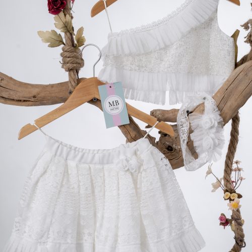 Σετ Βάπτισης Για Κορίτσι Με Τοπ και Φούστα Boho Κ107