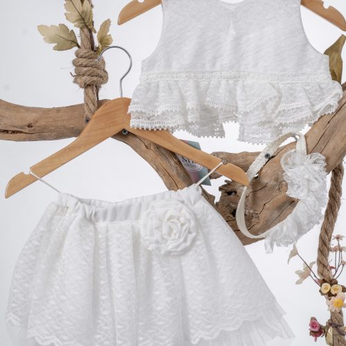 Σετ Βάπτισης Για Κορίτσι Με Τοπ και Φούστα Boho Κ110