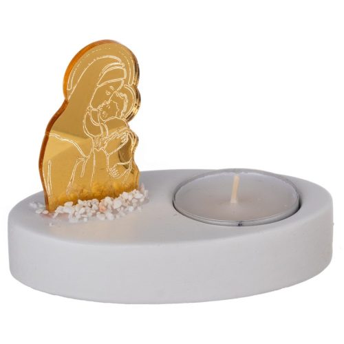 Μπομπονιέρα Κεραμική Με Βάση Για Ρεσώ & Plexiglass Με Παναγία Κ937