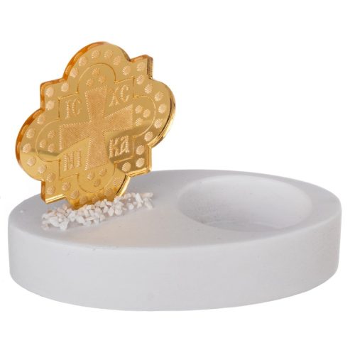 Μπομπονιέρα Κεραμική Με Βάση Για Ρεσώ & Plexiglass Με Σταυρός Κ938